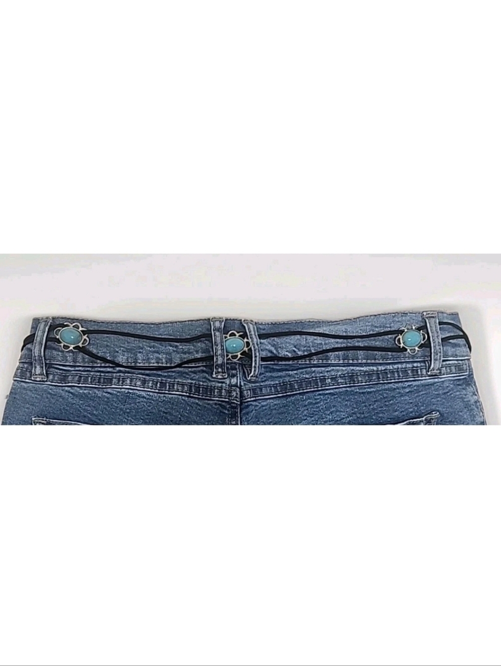 Vtg 90s Y2K Minelli Flare Stretch Jeans W/ THONG 11 Low Rise Blue Retro-RARE - Picture 3 of 16